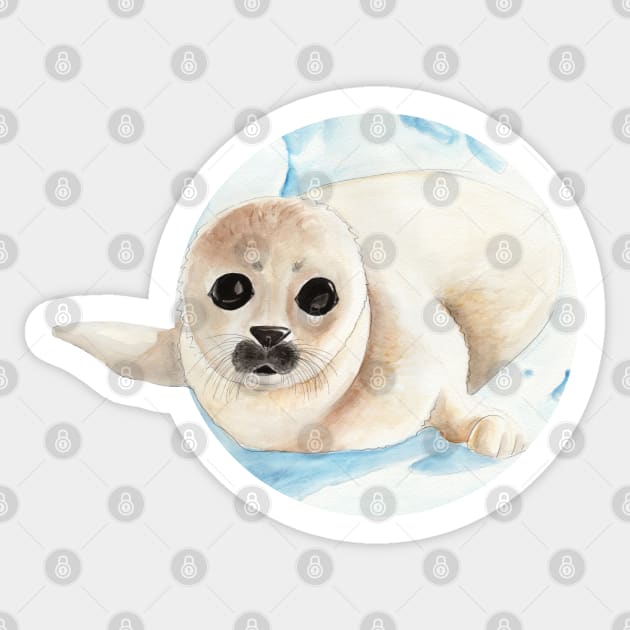 Baby seal in watercolor Sticker by nobelbunt